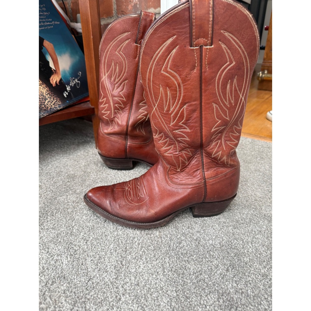 Vintage Justin Style 2497Brown Leather Cowboy Boots Western USA M 9 W 10.5